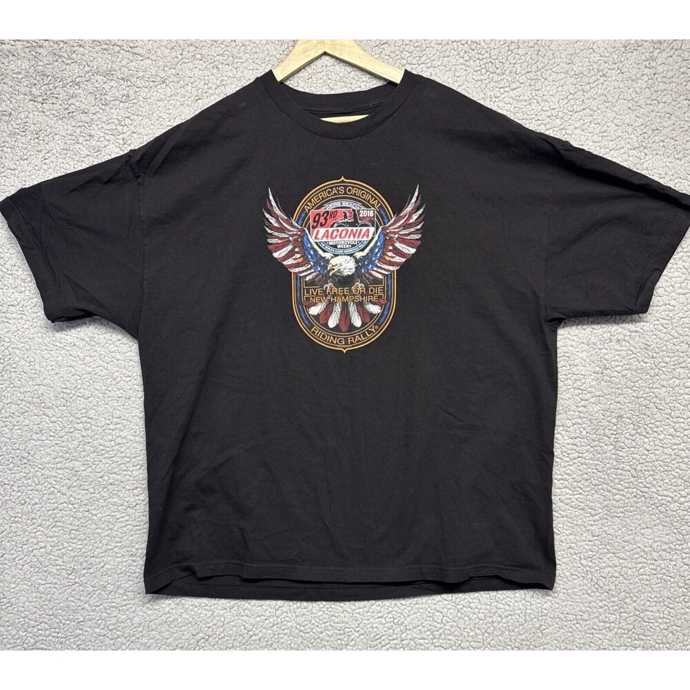 LACONIA NH Motorcycle Week 2016 T-shirt Size 3XL Eagle Black.